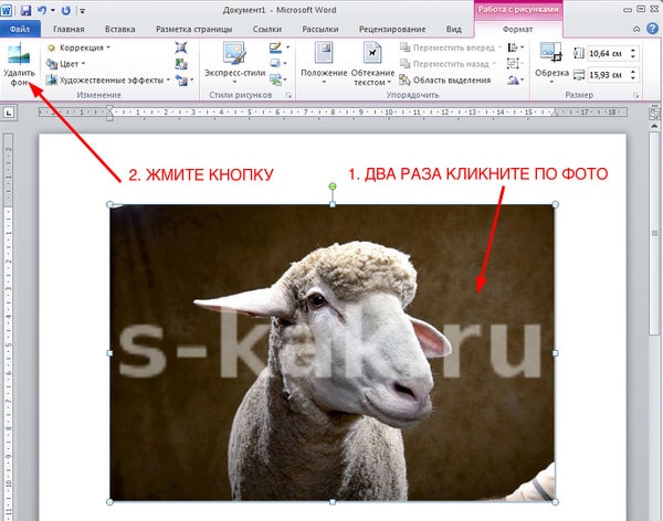 Как удалить фон с фотографии в Word. Шаг 1.